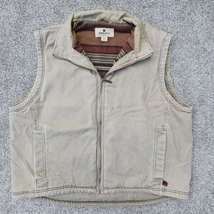 Woolrich Dorrington Tan Canvas Vest Fleece Lined Outdoor Dark Wheat Mens 2XL